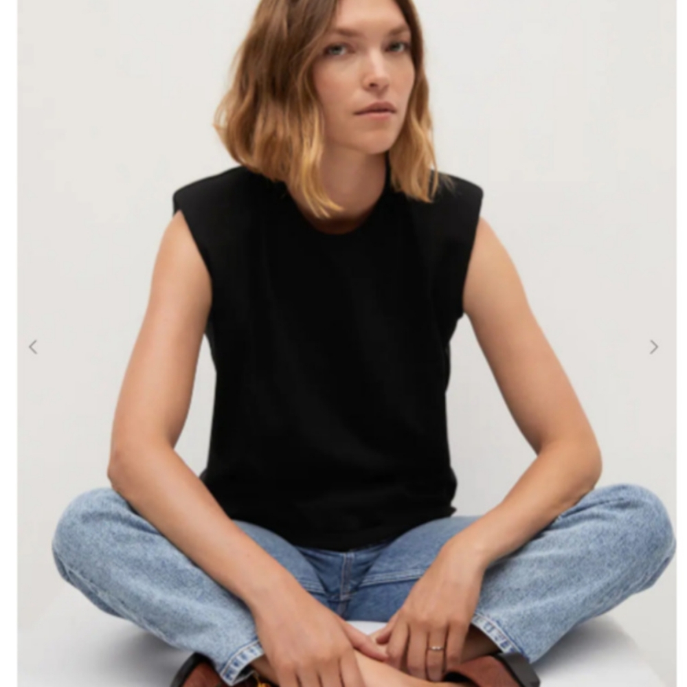 MNG black tank with built in shoulder pads size xxs-xs, oversized fit